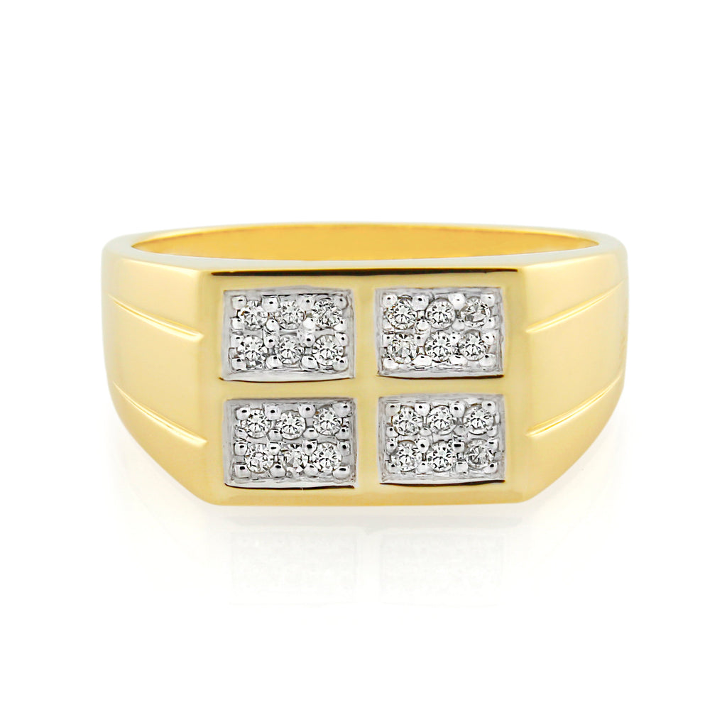 9ct Yellow Gold Diamond Gents Ring.19ct TW