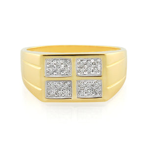 9ct Yellow Gold Diamond Gents Ring.19ct TW