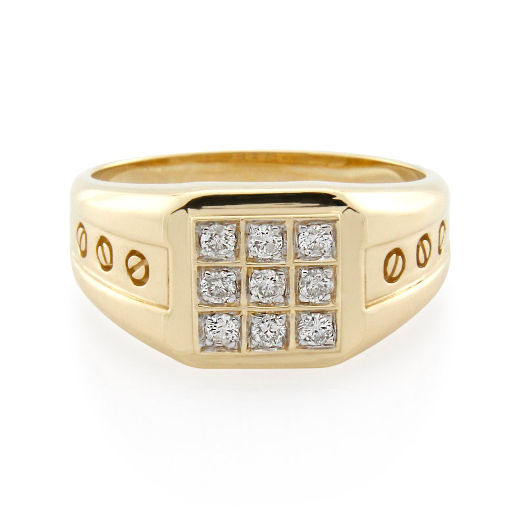 9ct Yellow Gold Diamond Gents Ring .27ct TW