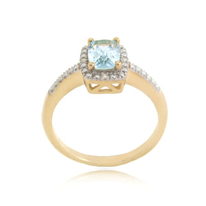 9ct Gold Sky Blue Topaz & Diamond Ring