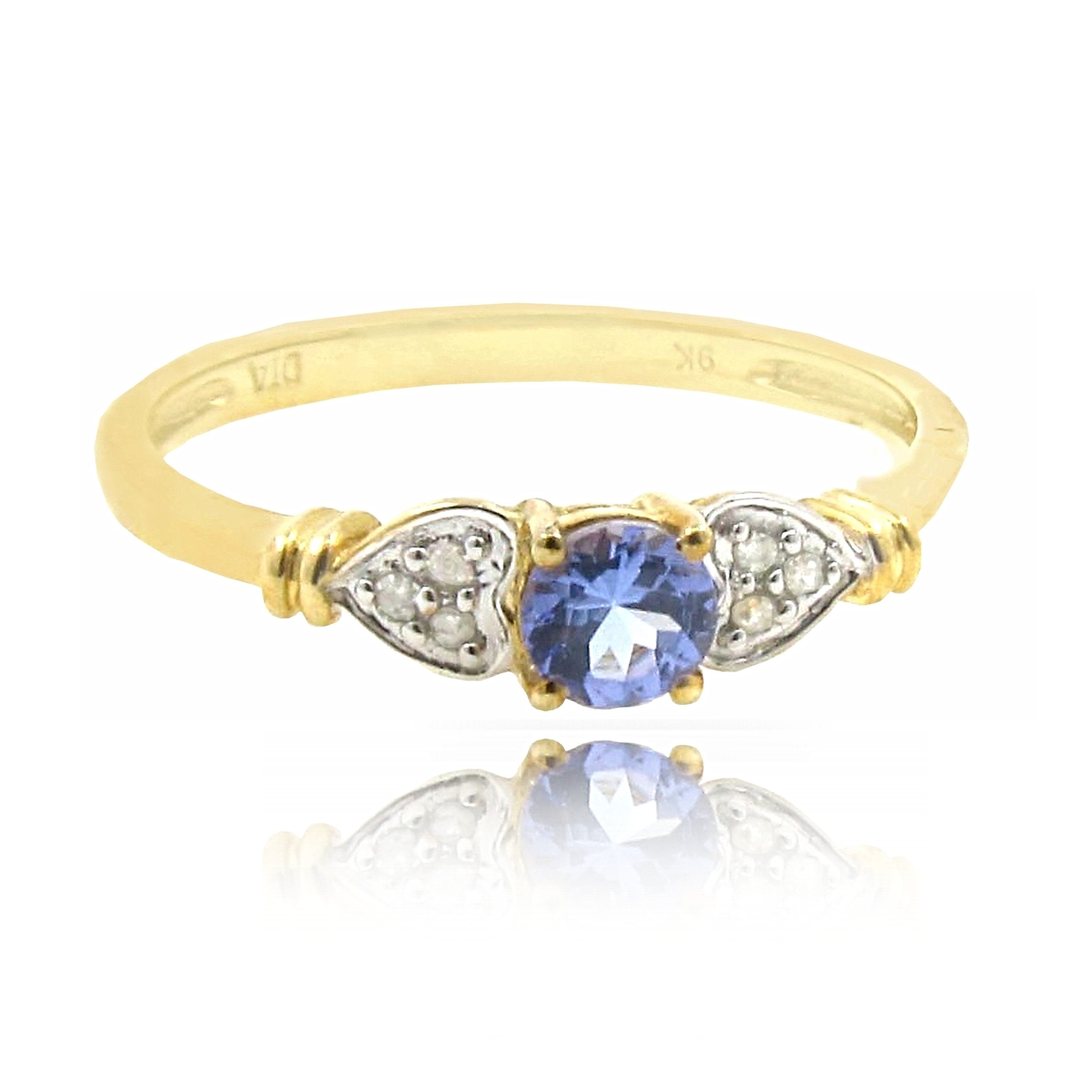 9ct Yellow Gold Tanzanite & Diamond Ring