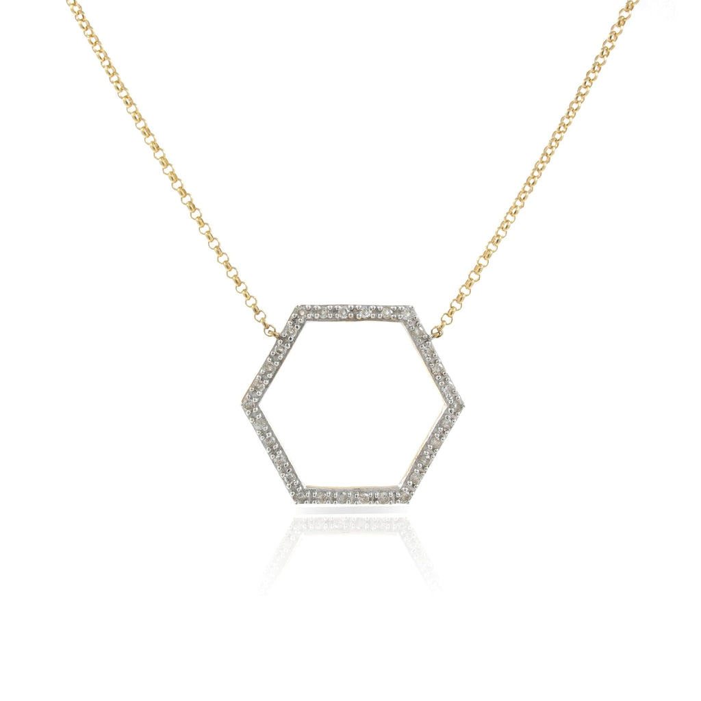 9ct Diamond Set Octagon Necklace .156ct TW