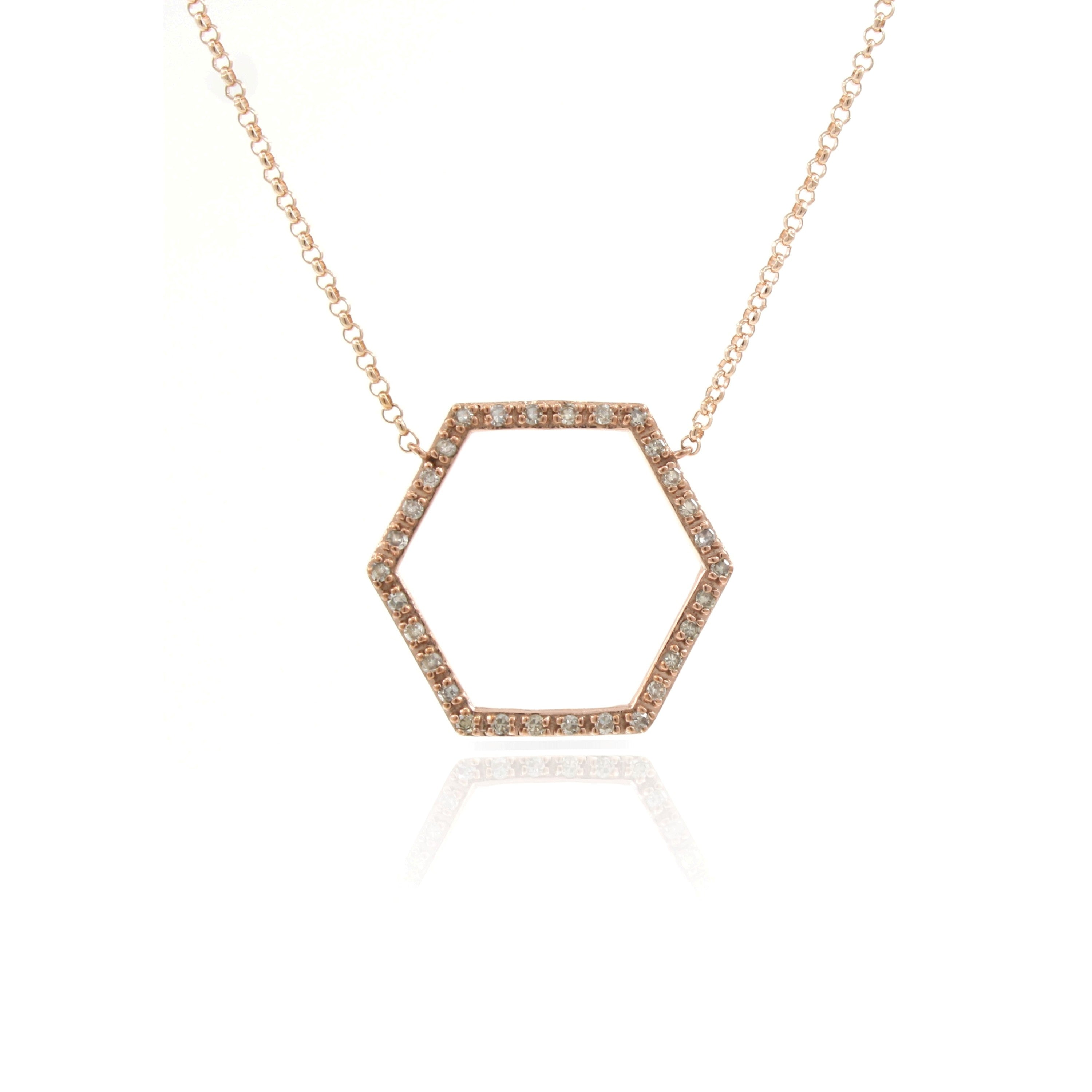 9ct Rose Gold Diamond Set Octagon Necklace .17ct TW