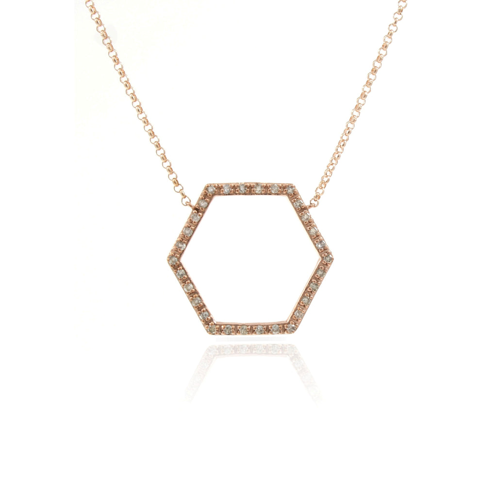 9ct Rose Gold Diamond Set Octagon Necklace .17ct TW