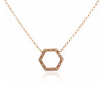 9ct Rose Gold Diamond Set Petite Octagon Necklace
