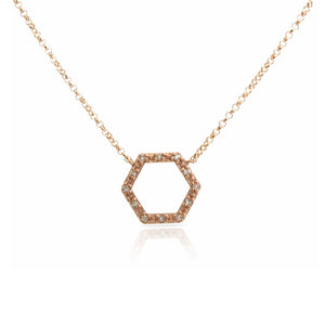 9ct Rose Gold Diamond Set Petite Octagon Necklace