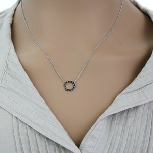9ct White Gold Baby Blue Sapphire Octagon Necklace