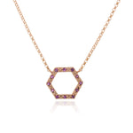 9ct Rose Gold Pink Sapphire Octagonal Necklace
