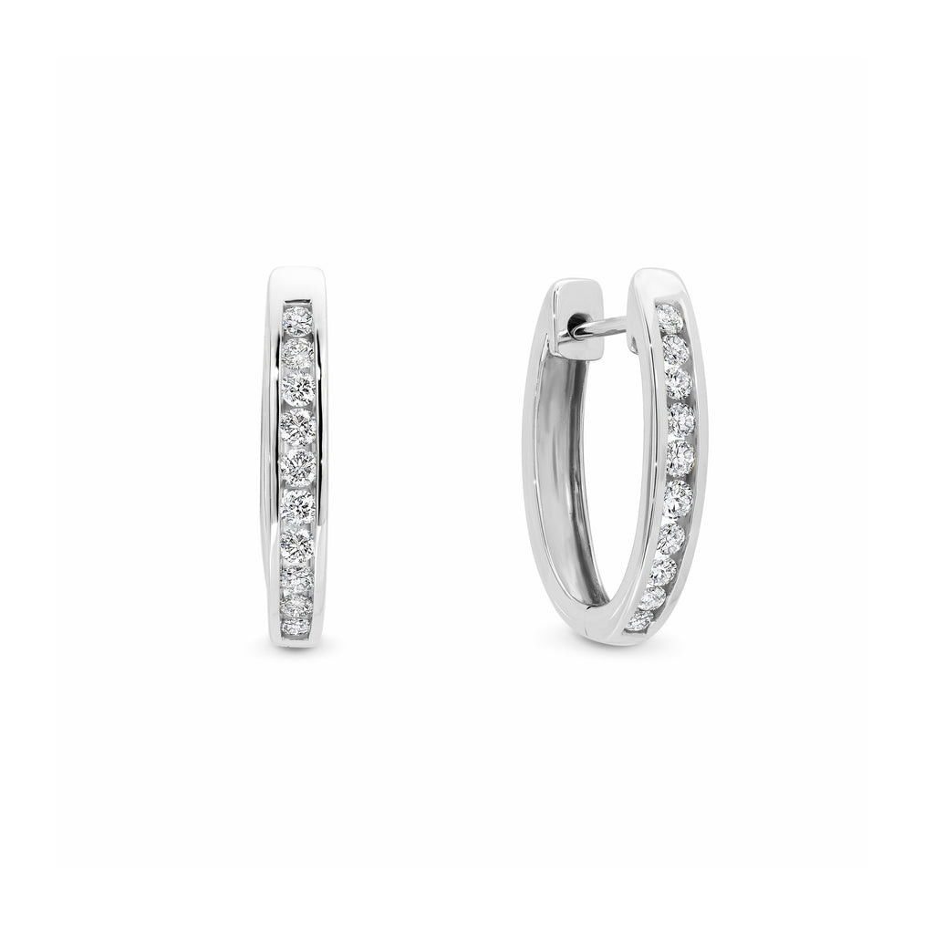 9ct White Gold Diamond Huggies .33ct TW