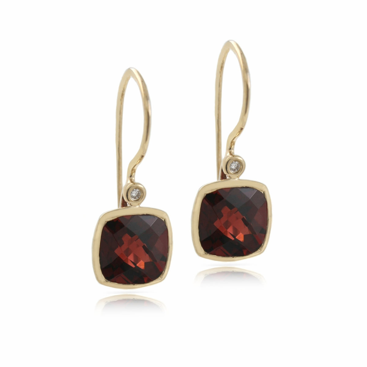 9ct Gold Garnet & Diamond Hook Earrings – Kohi Jewels