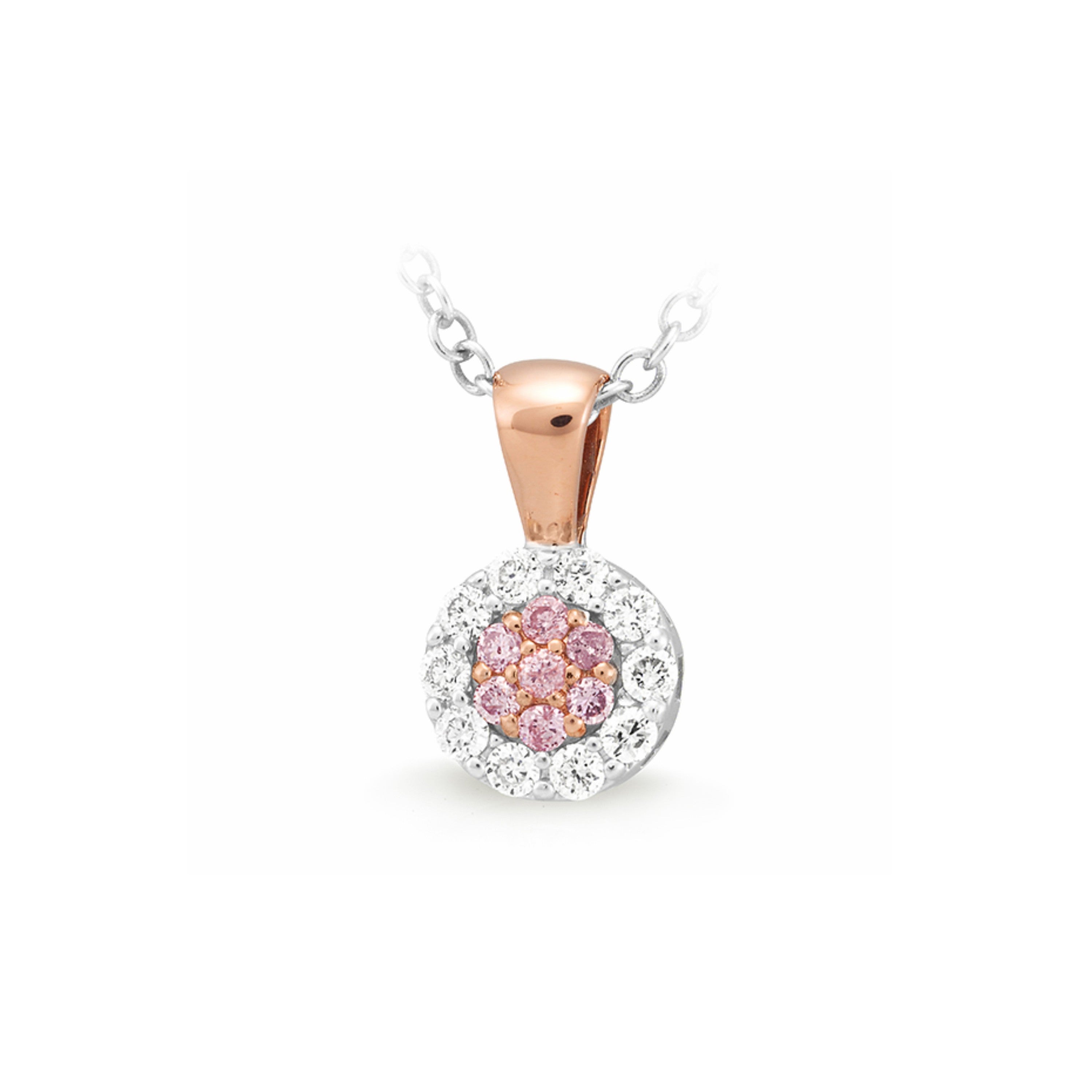 9ct Gold Natural Pink Diamond Cluster Pendant .15ct TW