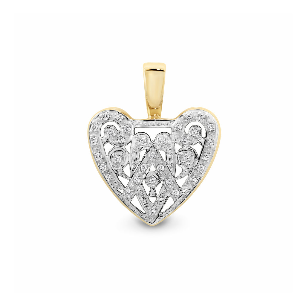 9ct Gold Diamond Heart Enhancer Pendant .25ct TW