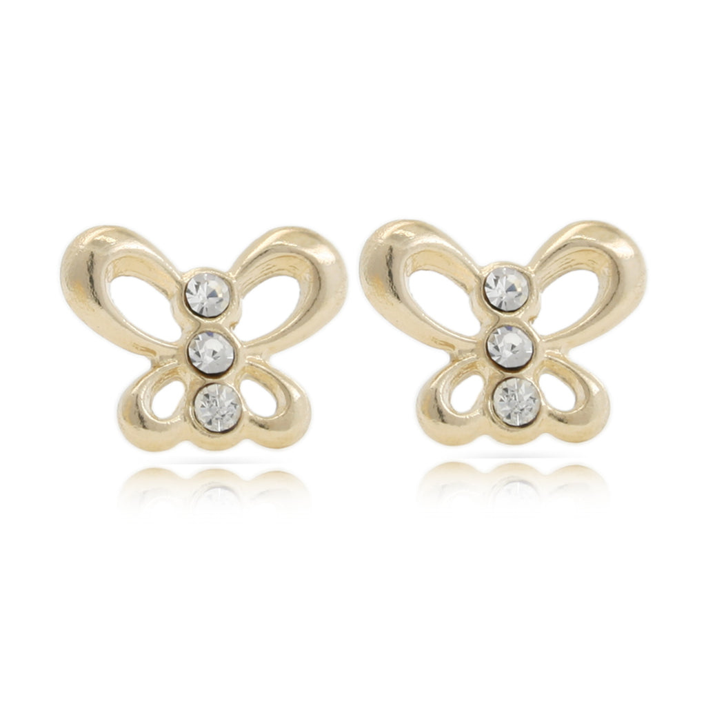 9ct Gold Earrings Cubic Zirconia Butterfly Stud