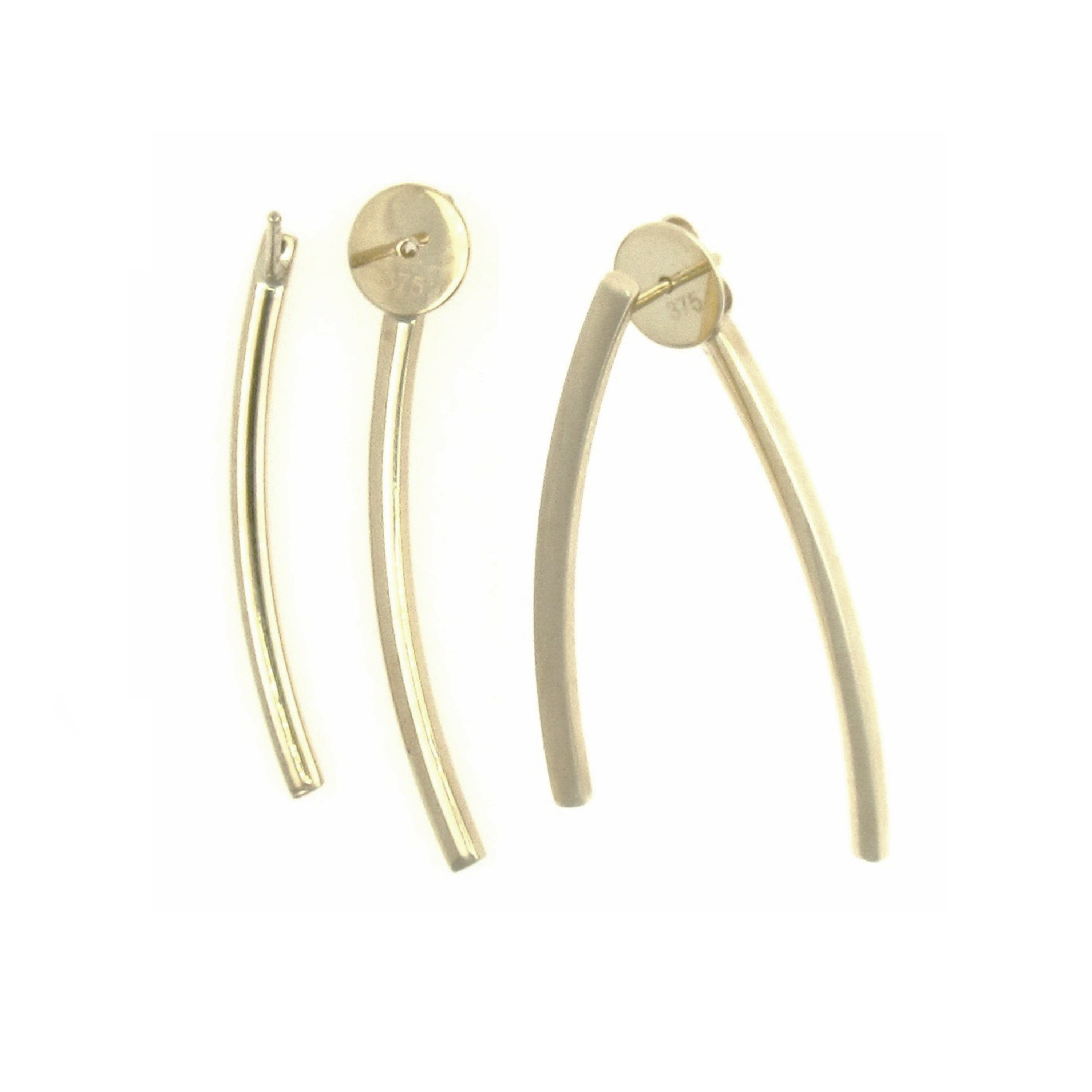 9ct Gold  Modern Crossover Stud Drop Earring