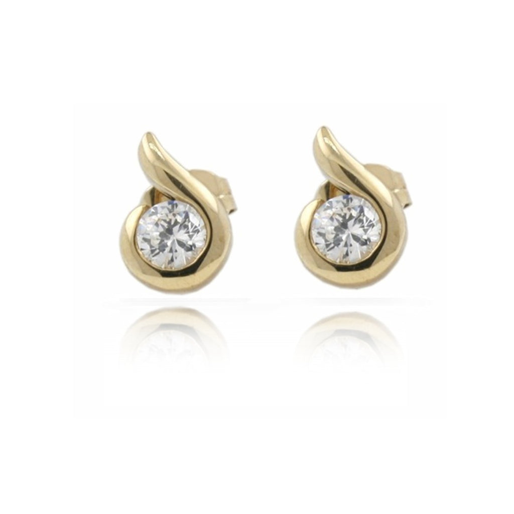 9ct Yellow Gold Fancy Stud Earrings with 4mm Cubic Zirconia