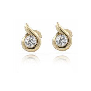 9ct Yellow Gold Fancy Stud Earrings with 4mm Cubic Zirconia