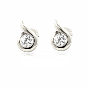 9ct White Gold Fancy Stud Earrings with 4mm Cubic Zirconia
