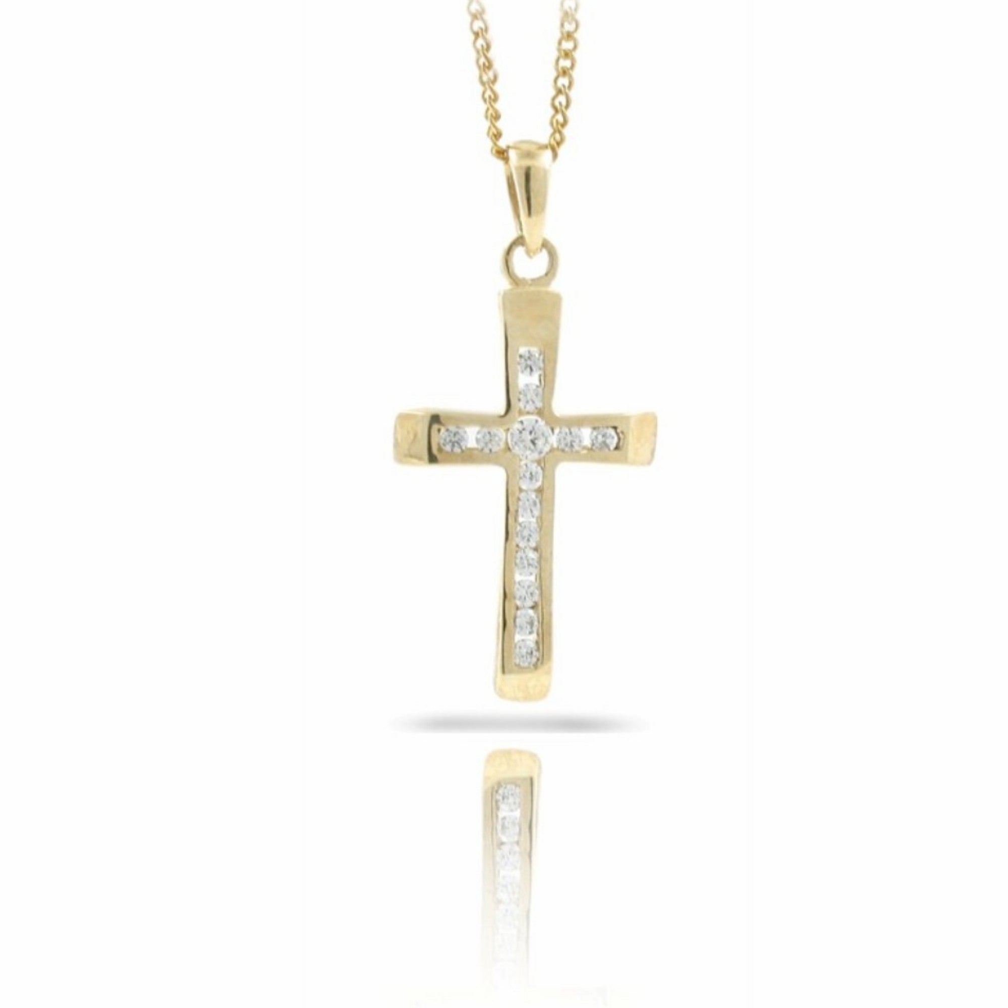 9ct Yellow Gold Cubic Zirconia Cross Pendant