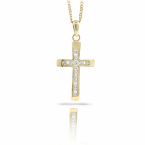 9ct Yellow Gold Cubic Zirconia Cross Pendant