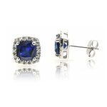 9ct White Gold Cubic Zirconia & Created Sapphire Earrings