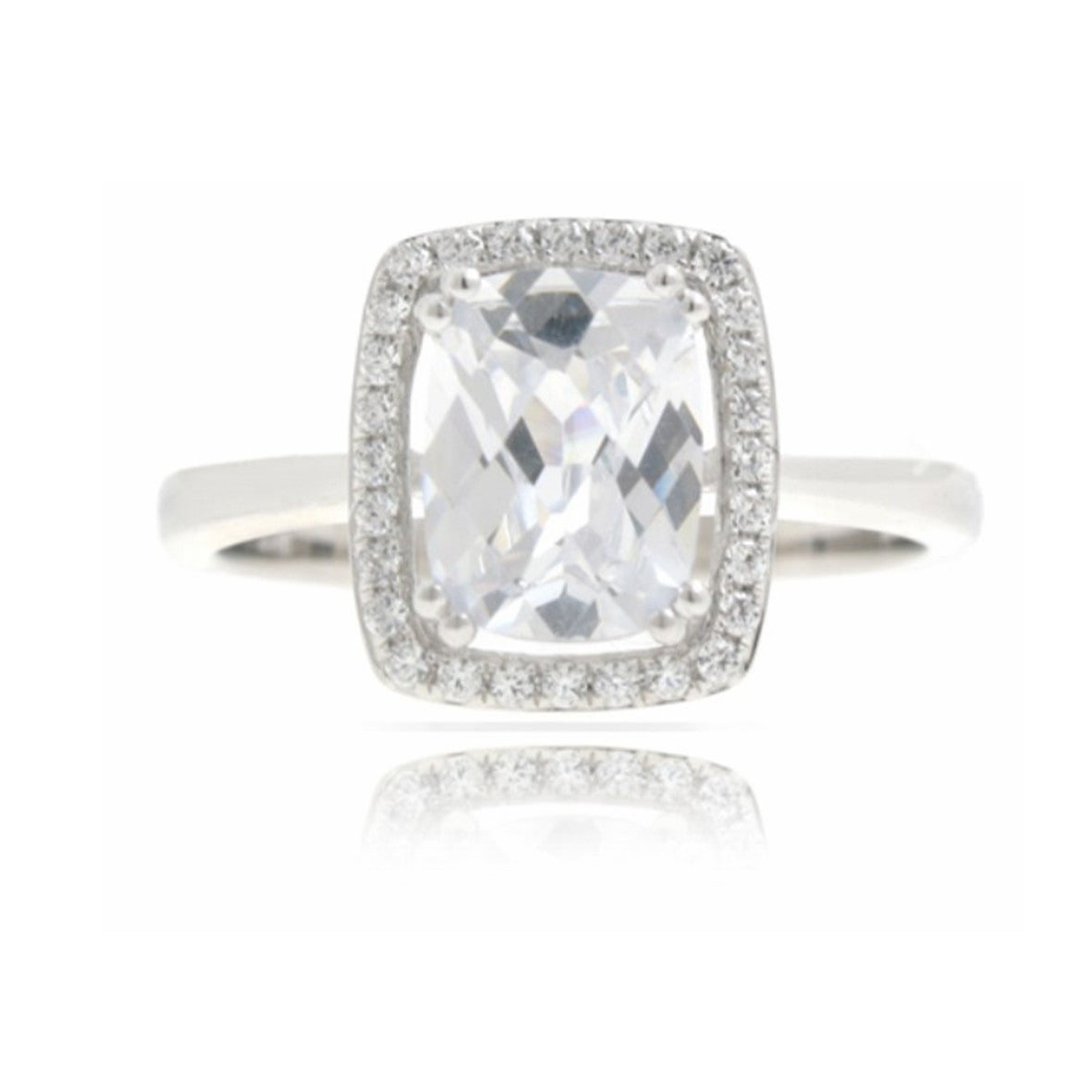 9ct White Gold Cubic Zirconia Halo Ring