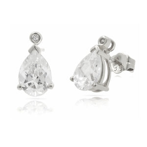 9ct White Gold Pear Drop Earrings with Cubic Zirconia