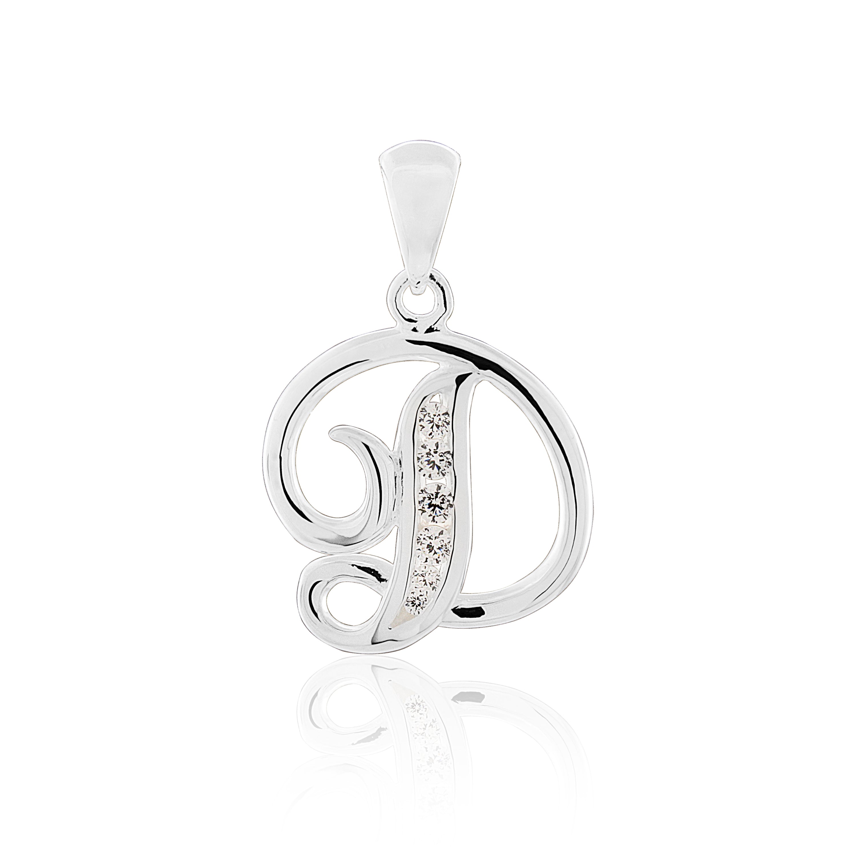 Sterling Silver CZ Initial Pendant & Chain
