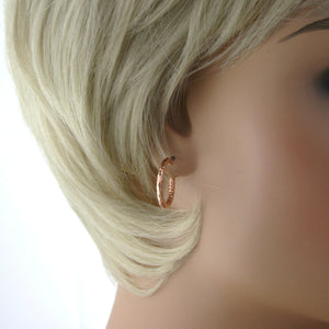 9ct Rose Gold Silver Faceted Hoop Earrings