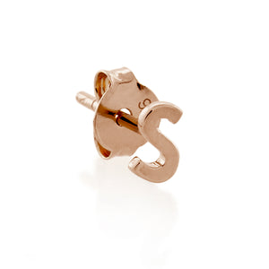 Sterling Silver Rose Gold Plated Single Initial Stud Earring