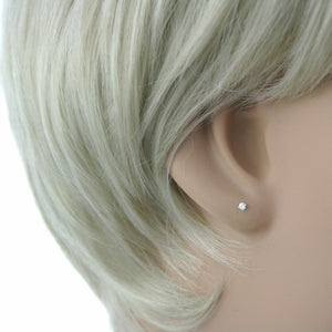 Sterling Silver Cubic Zirconia 2mm Stud Earrings