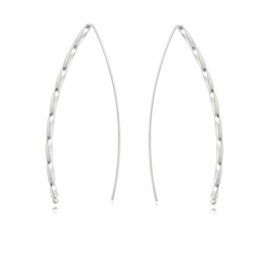 Sterling Silver Curved Pattern Thread Earrings