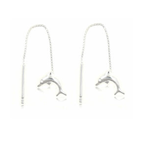 Sterling Silver Dolphin Thread Earrings
