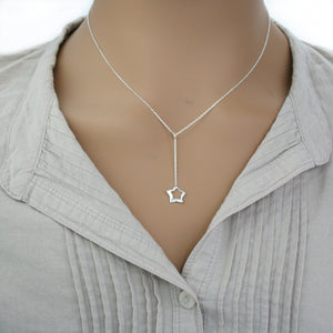Sterling Silver Star Lariat Necklace