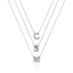 9ct White Gold 3 Layered Diamond Set Initial Necklace