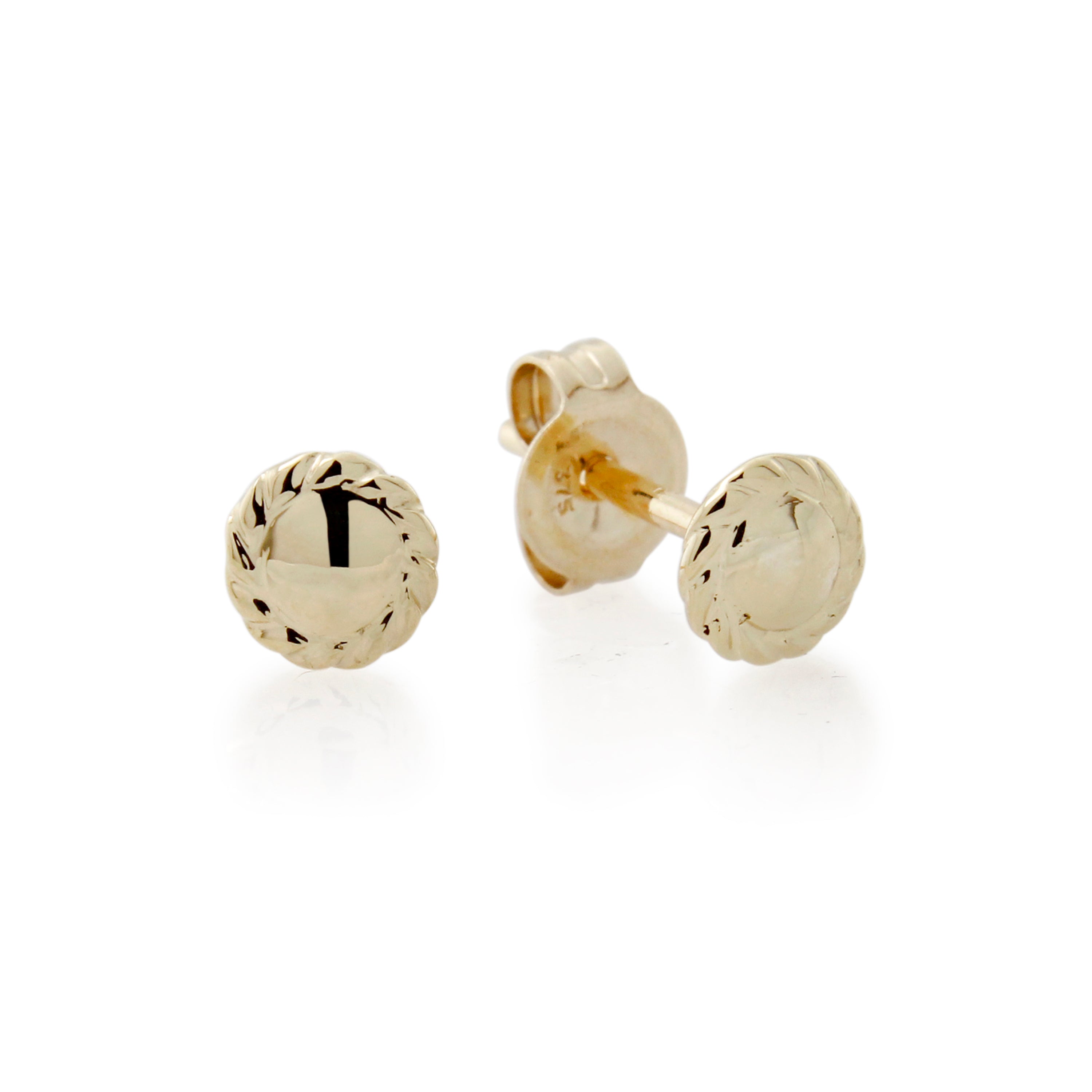 9ct Gold Disc Patterned Stud Earring