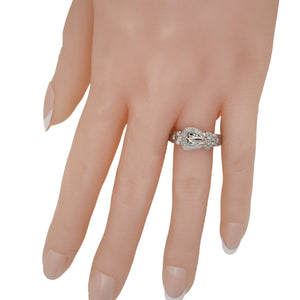 Sterling Silver & Diamond Buckle Ring