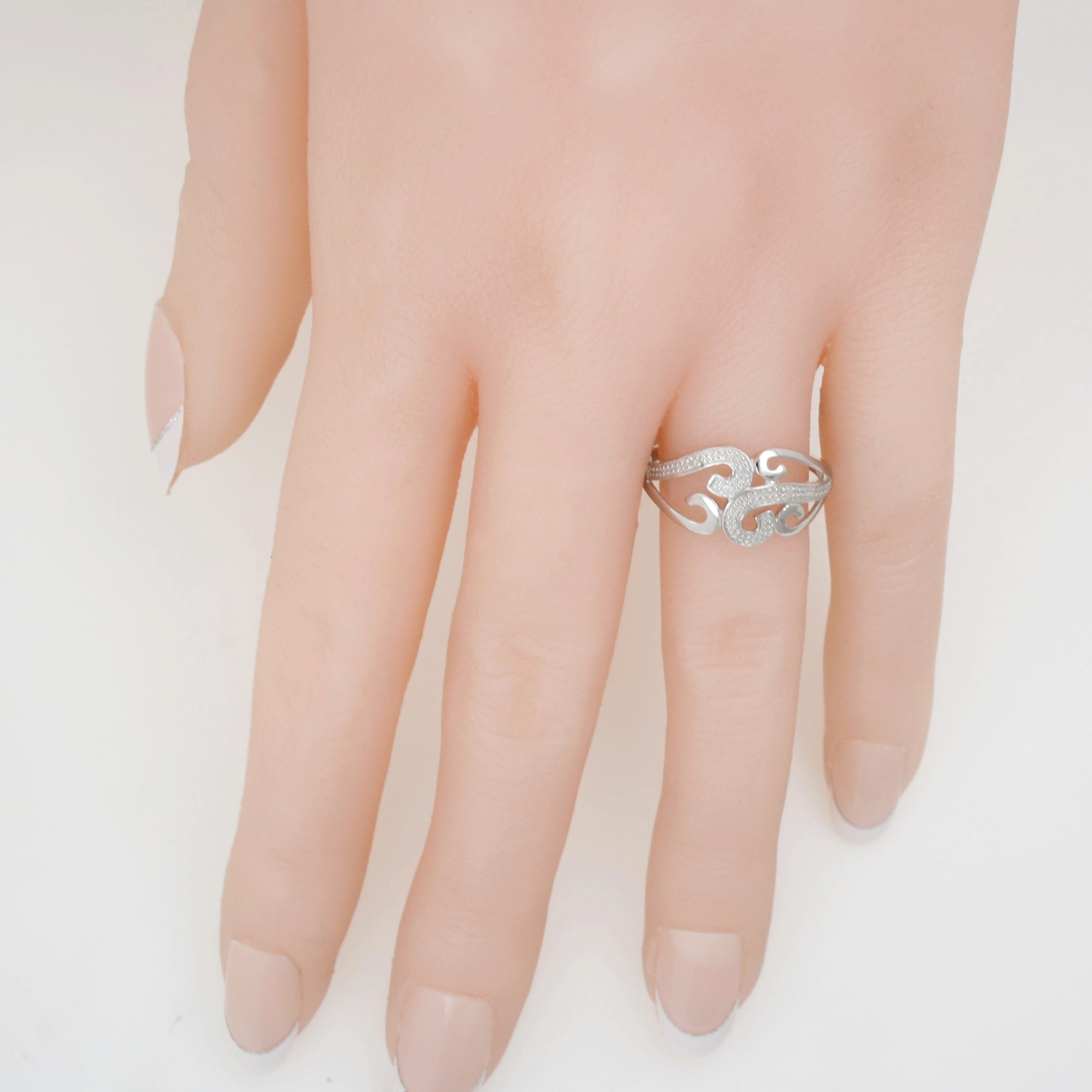 Sterling Silver & Diamond Scroll Style Ring