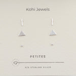 Sterling Silver Petite Bar,Triangle, & Ball Earring Set