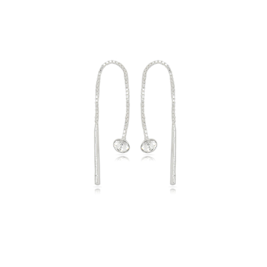 Sterling Silver Austrian Crystal Thread Earrings