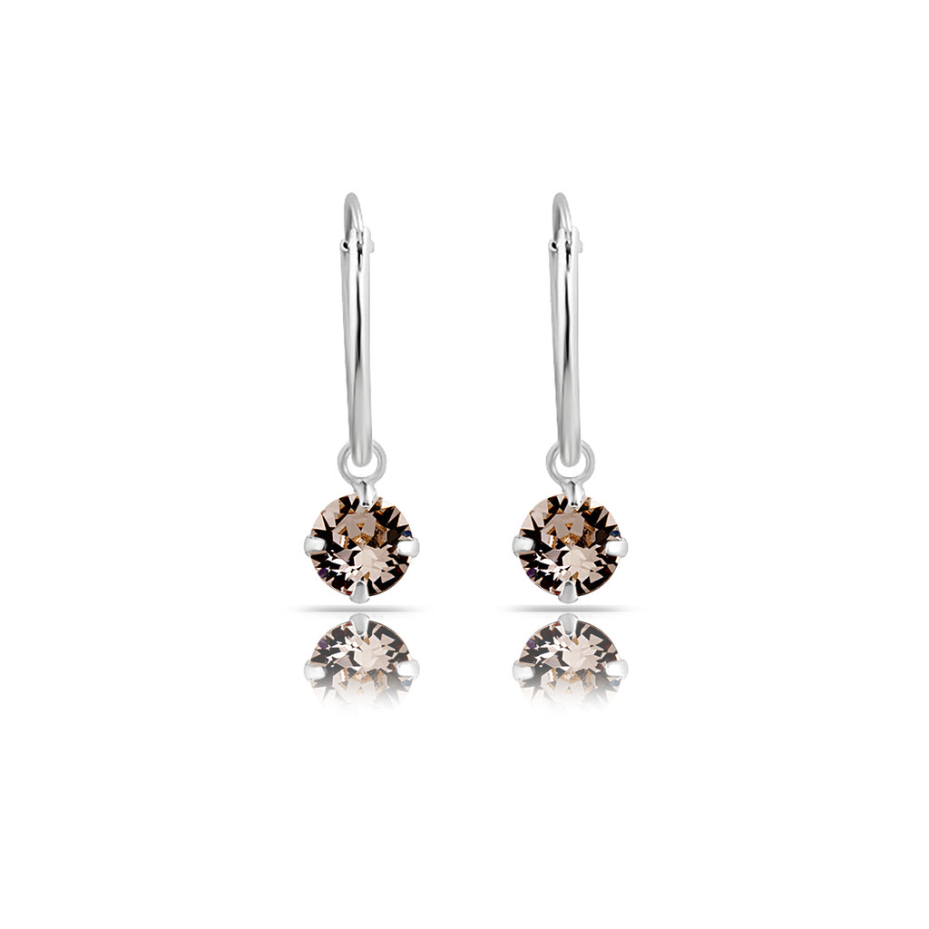 Sterling Silver Silk Austrian Crystal Sleeper Earrings