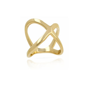 Stainless Steel Gold Tone Modern Geometric Ring