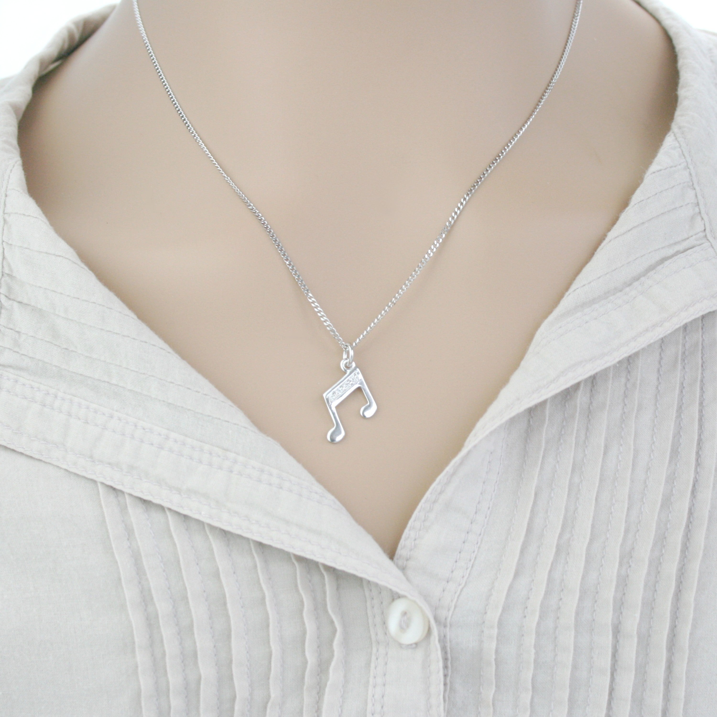 Sterling Silver Diamond Double Note Pendant by PIA Notes