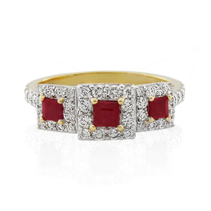 9ct Yellow Gold Natural Ruby & Diamond ring