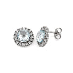 9ct White Gold Created Aquamarine & Cubic Zirconia Earrings