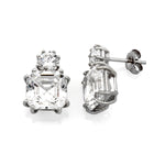 9ct White Gold Ascher Cut Cubic Zirconia Earrings