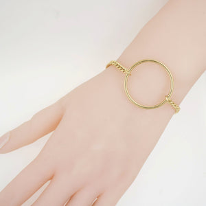 Stainless Steel Gold Toned Circle Bracelet