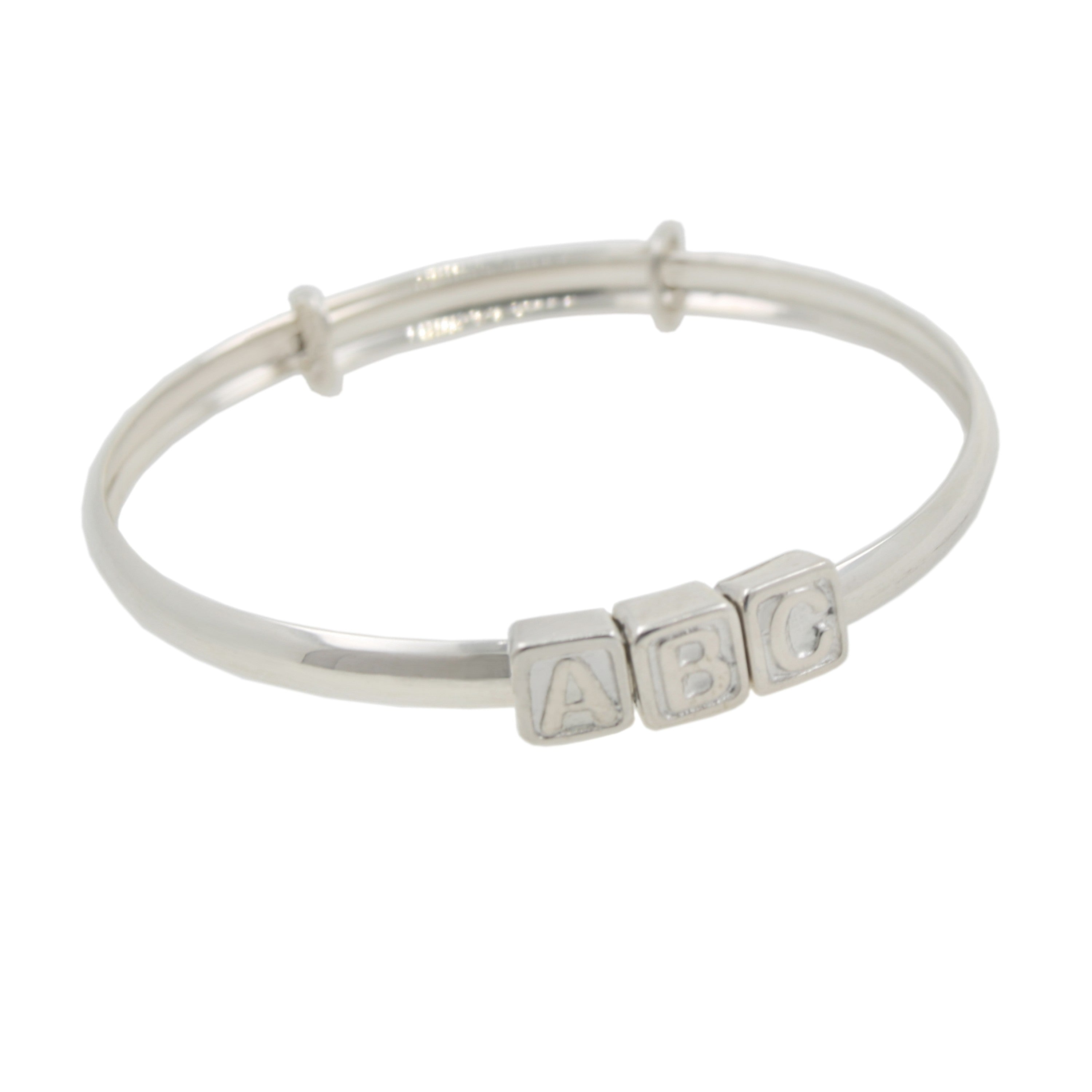 Sterling Silver 4mm Baby Bangle with ABC Block Sliders