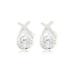 Sterling Silver Kiss Loop Cubic Zirconia Stud Earrings