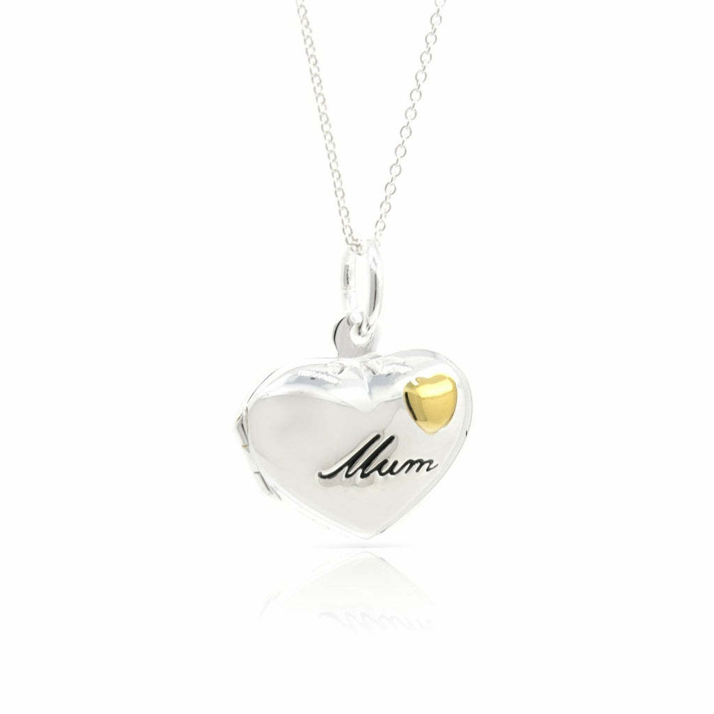 Sterling Silver Two Tone Mum Locket & Chain