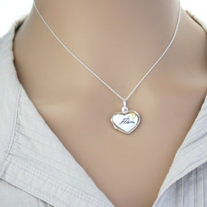 Sterling Silver Two Tone Mum Locket & Chain